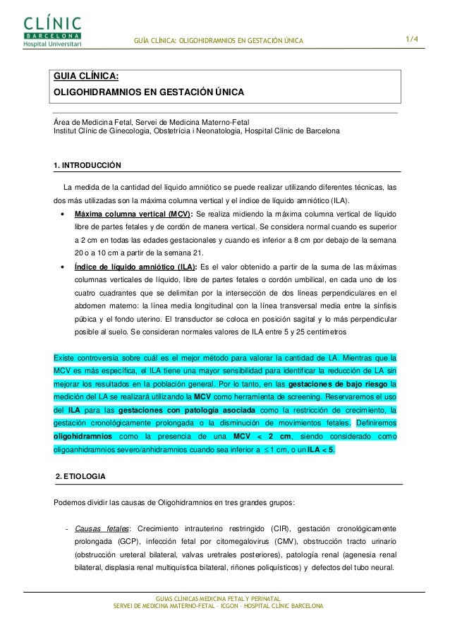 manejo oligohidramnios